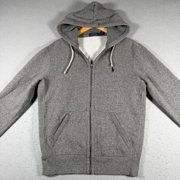 Polo Ralph Lauren Mens Full Zip Hoodie Heather Gray Fleece Pony Logo Medium - Picture 3 of 12